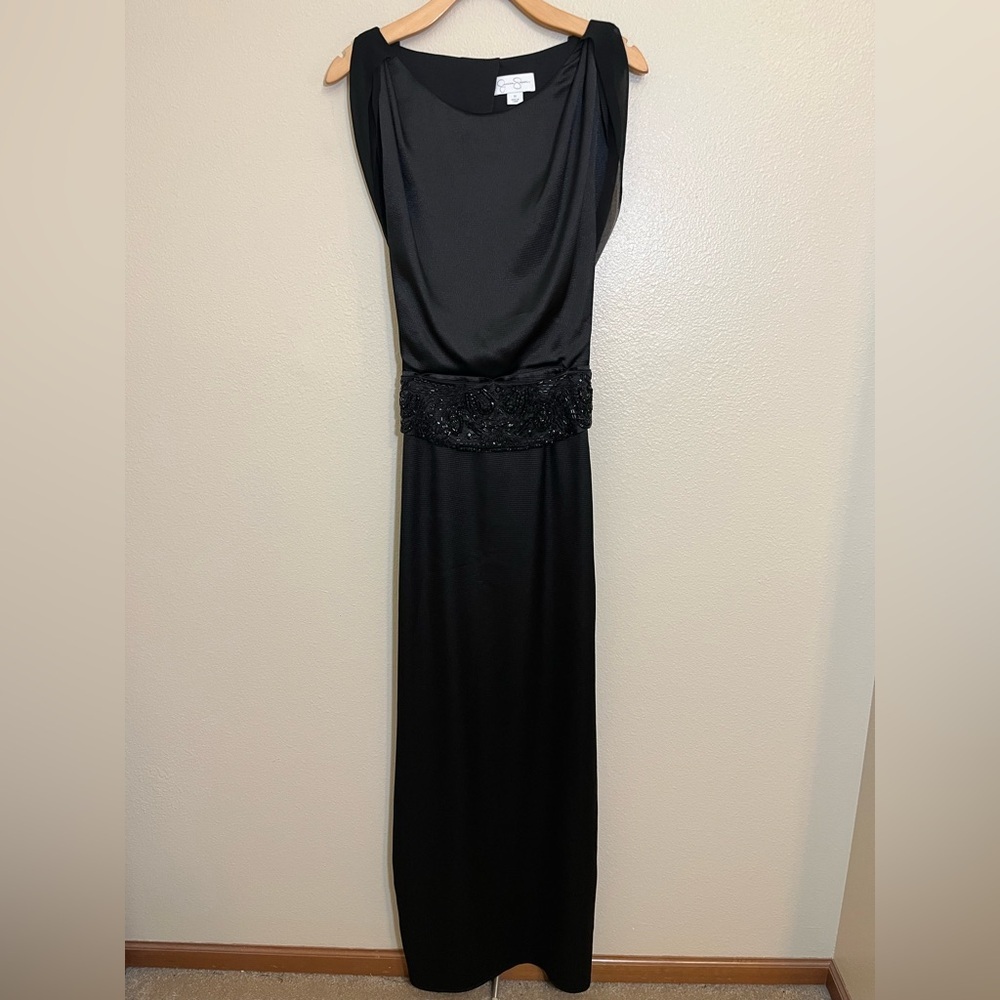 Jessica Simpson Elegant Black Red Carpet Special Occasion Evening Dress